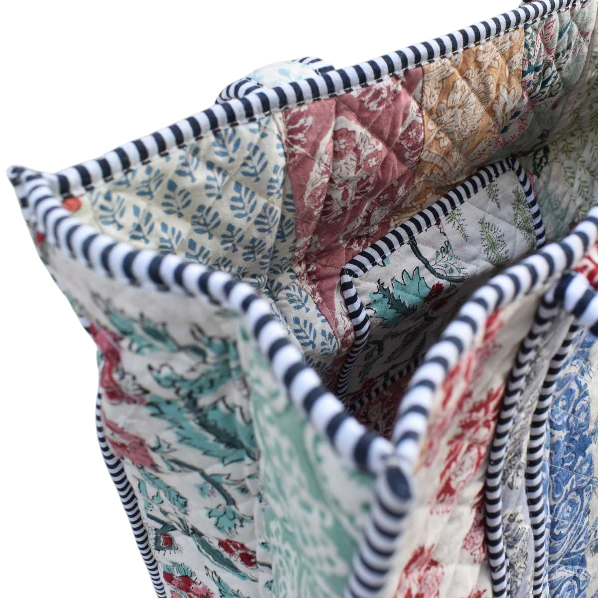 Hand Block Printed Cotton Quilted Tote Bag 251192