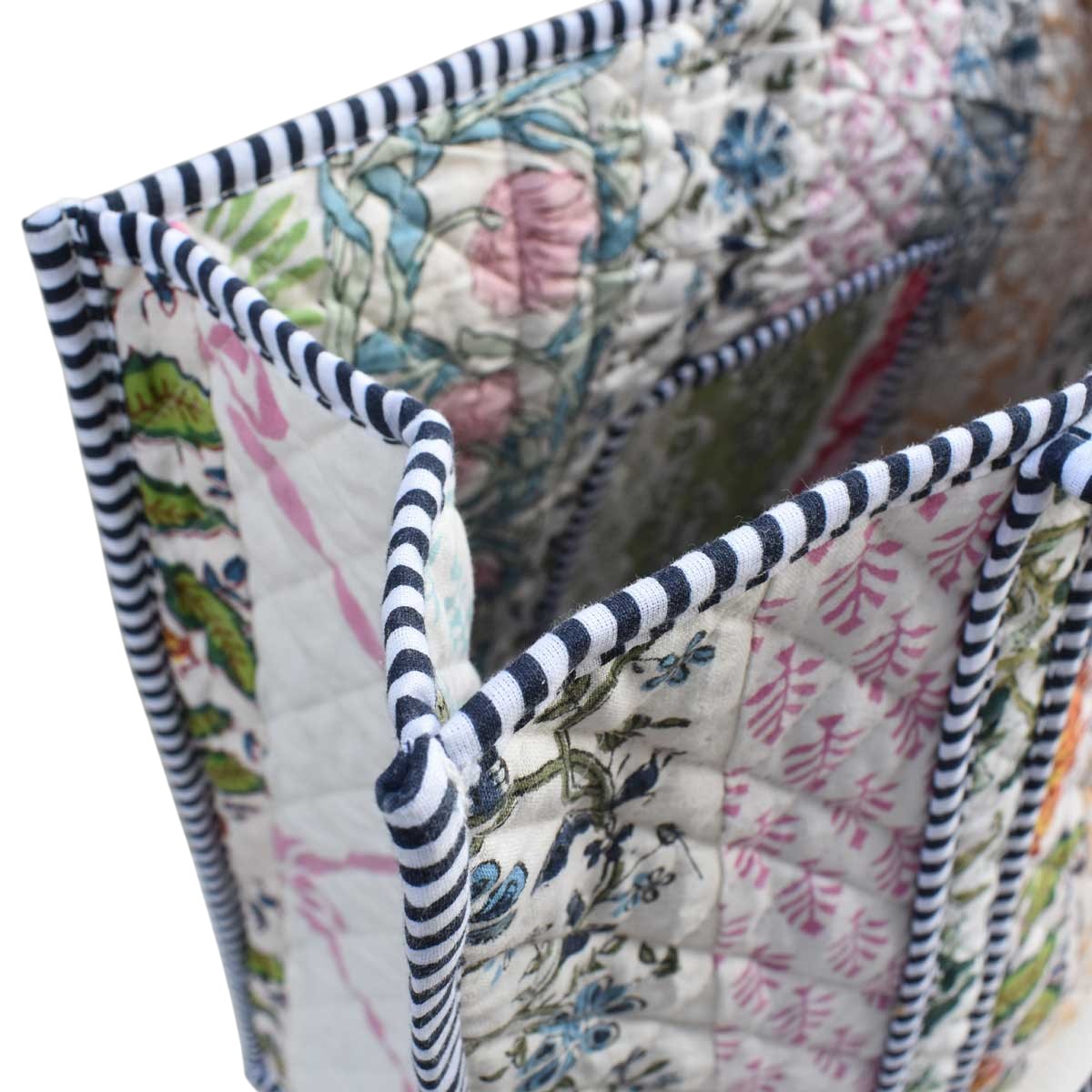 Hand Block Printed Cotton Quilted Tote Bag  251193