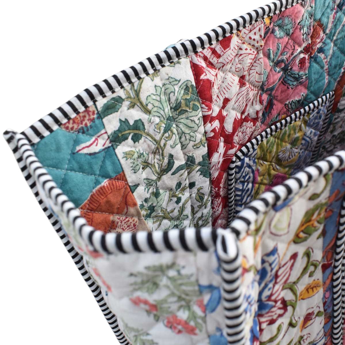 Hand Block Printed Cotton Quilted Tote Bag 251196