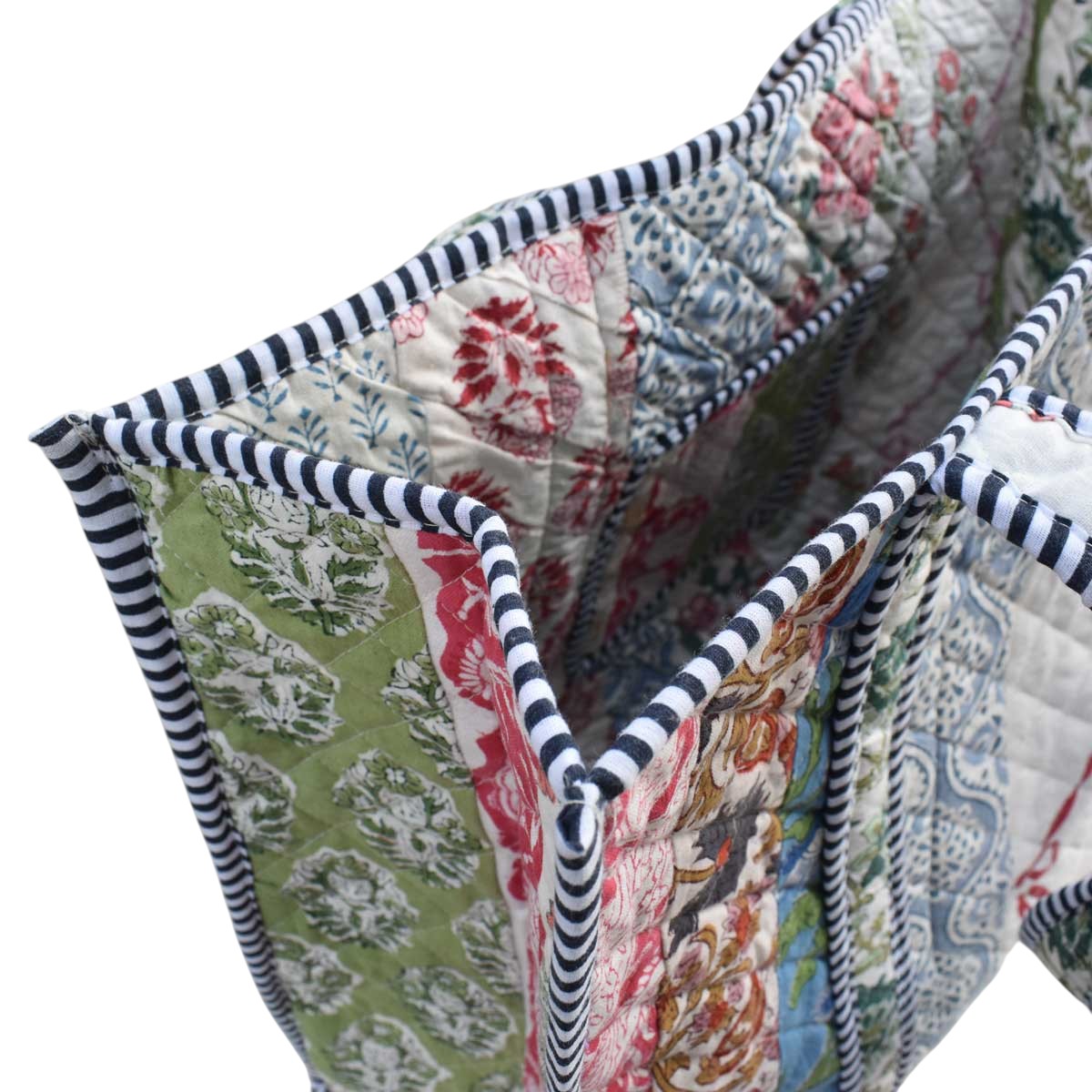 Hand Block Printed Cotton Quilted Tote Bag 251198