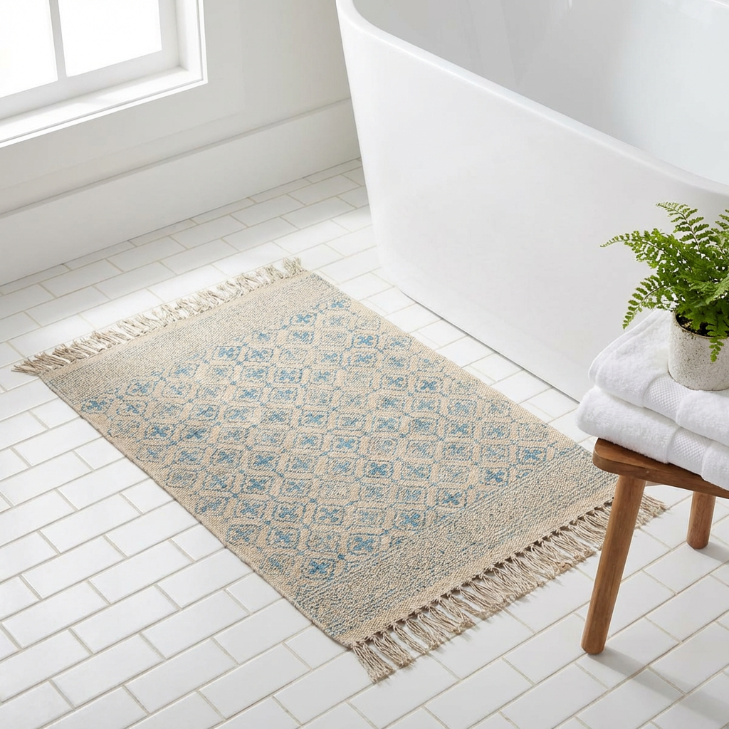 2 x 3 Feet Resist Print Hand Block Printed Cotton RUGS 260105