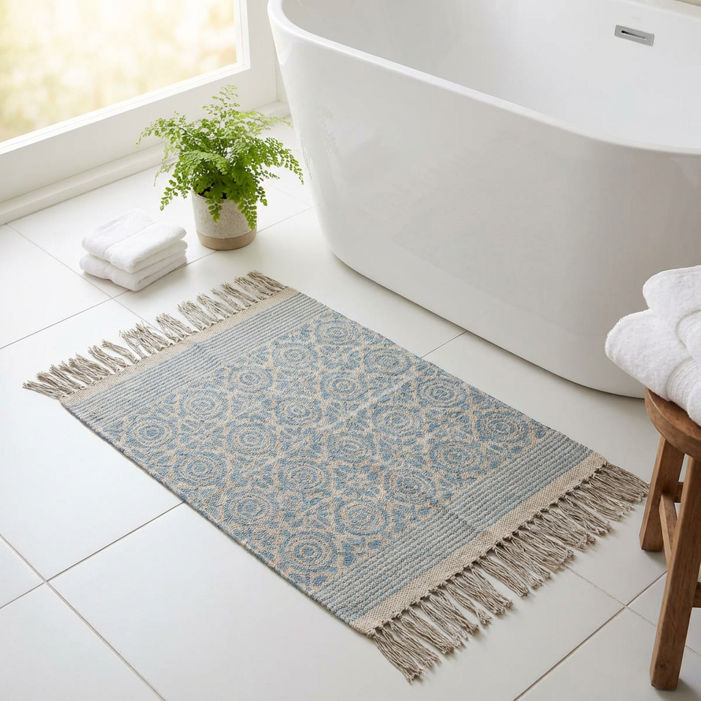 2 x 3 Feet Resist Print Hand Block Printed Cotton RUGS 260107