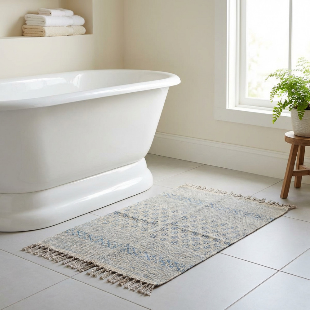 Image of 2 x 3 Feet Resist Print Hand Block Printed Cotton RUGS | 260111