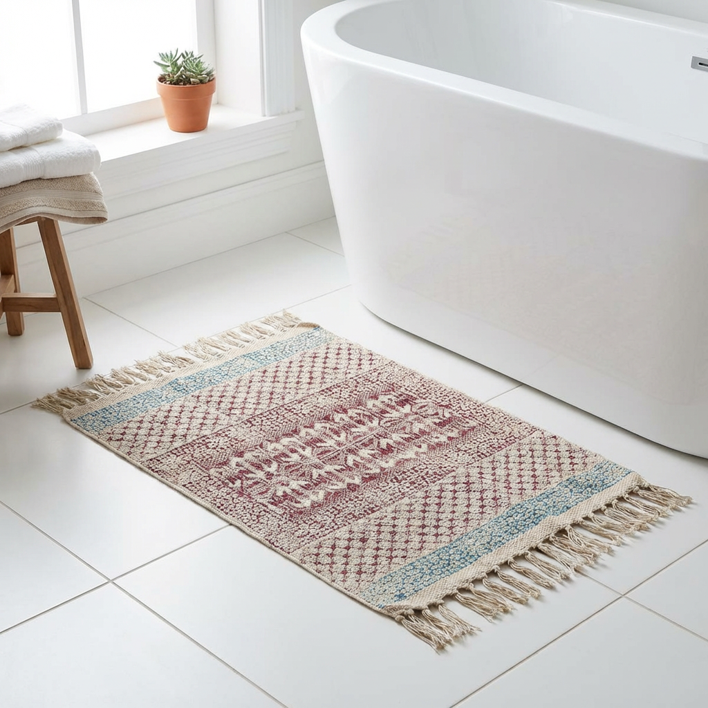 2 x 3 Feet Resist Print Hand Block Printed Cotton RUGS 260112