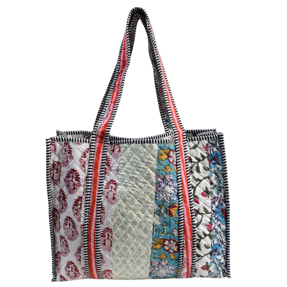 Hand Block Printed Cotton Quilted Tote Bag 260126