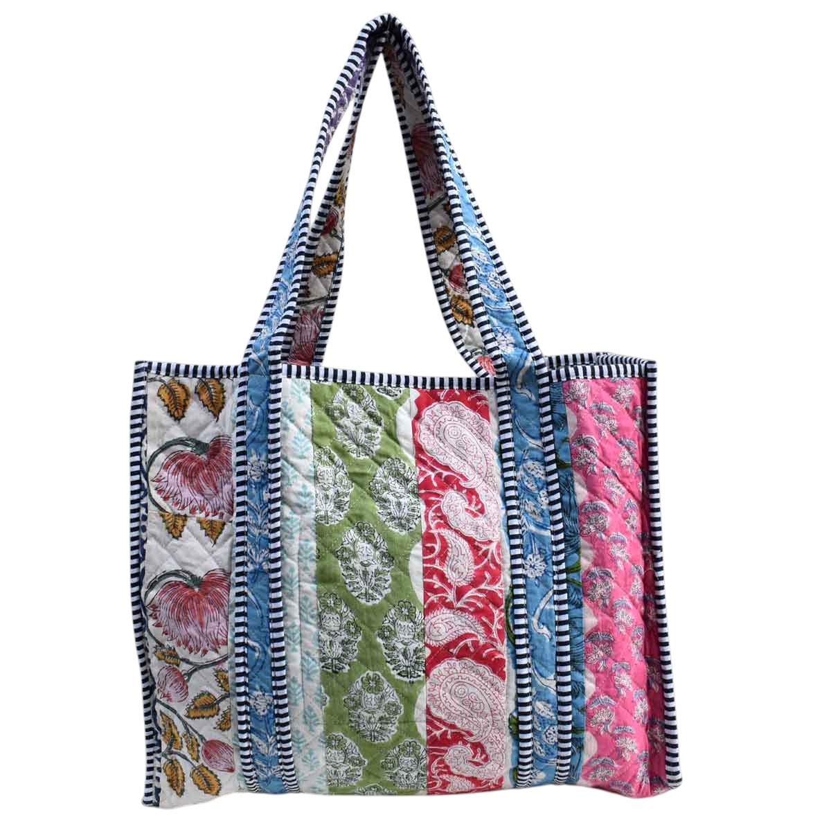 Hand Block Printed Cotton Quilted Tote Bag 260128