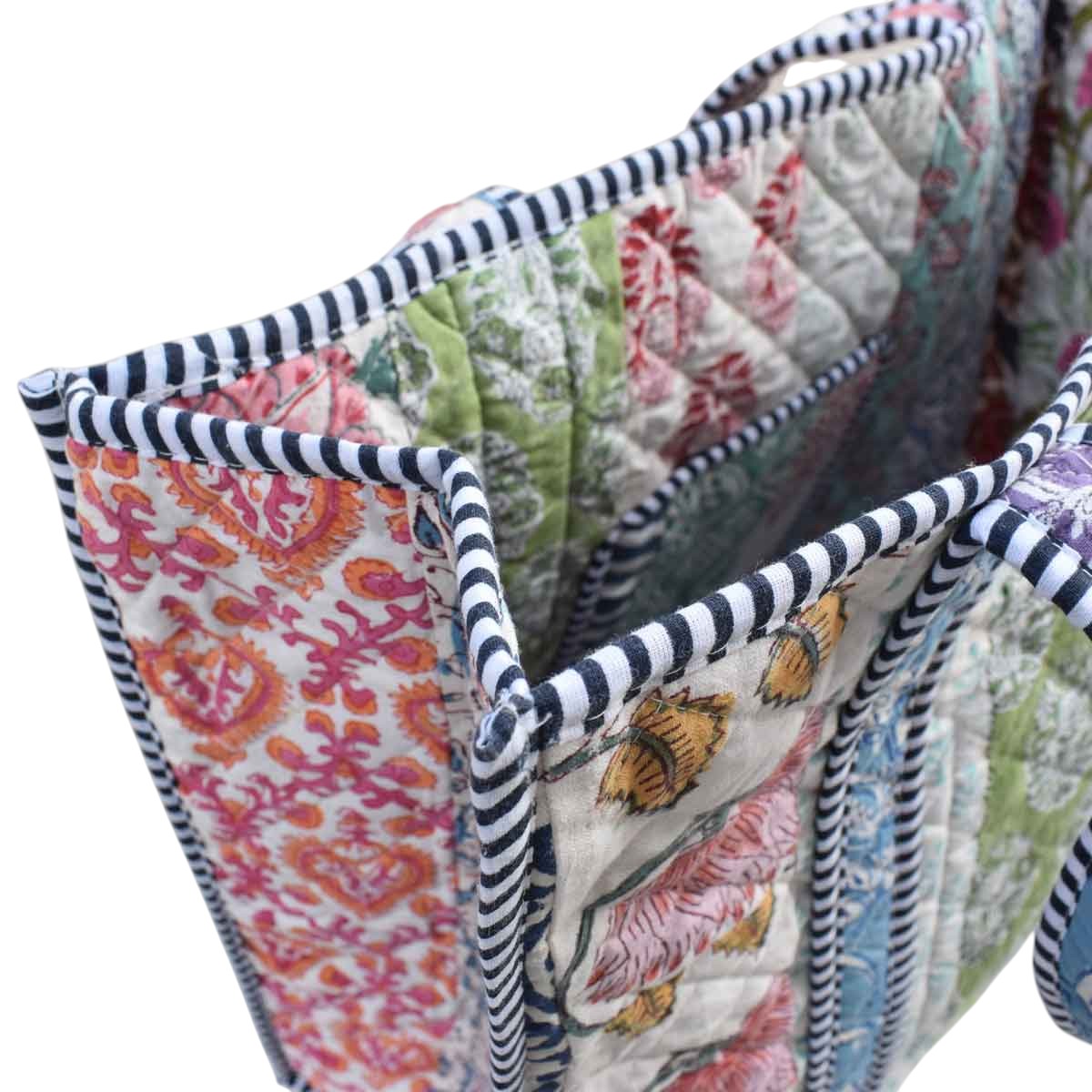 Hand Block Printed Cotton Quilted Tote Bag 260128