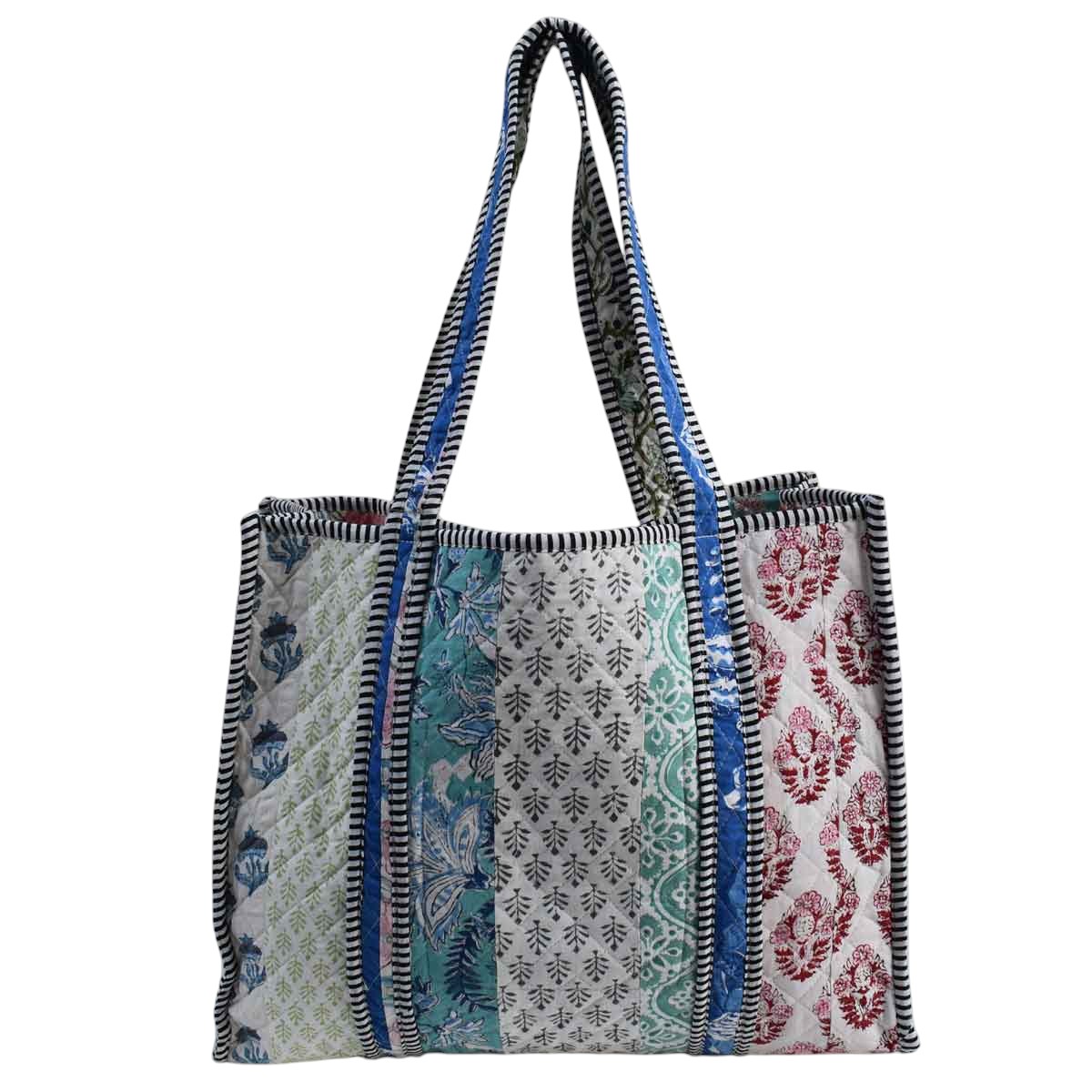 Hand Block Printed Cotton Quilted Tote Bag 260130