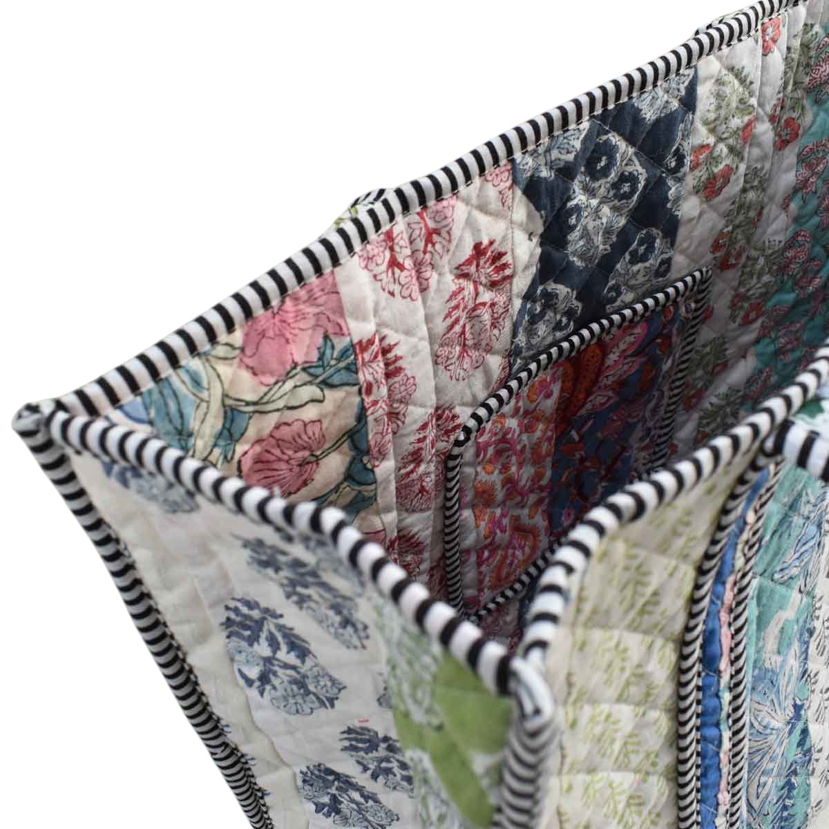 Hand Block Printed Cotton Quilted Tote Bag 260130