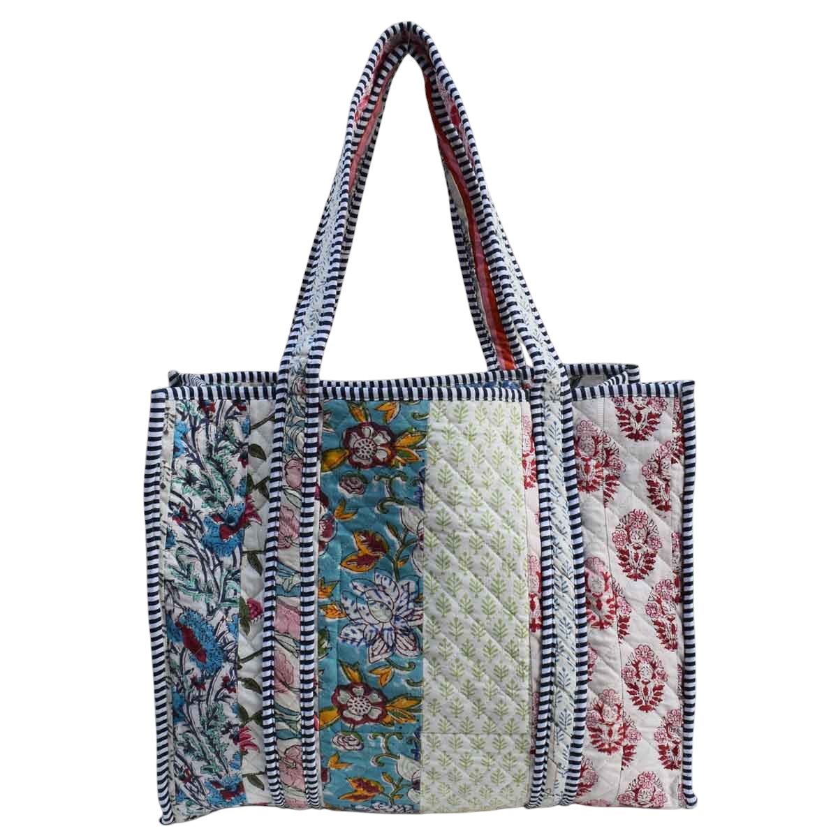 Hand Block Printed Cotton Quilted Tote Bag 260131