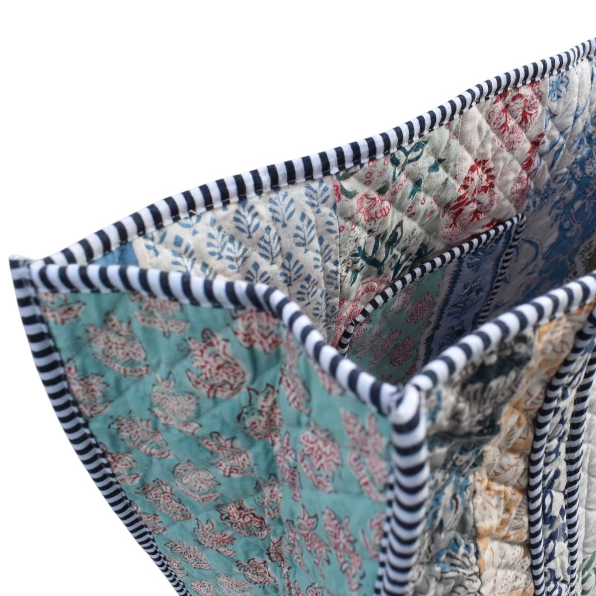 Hand Block Printed Cotton Quilted Tote Bag 260132