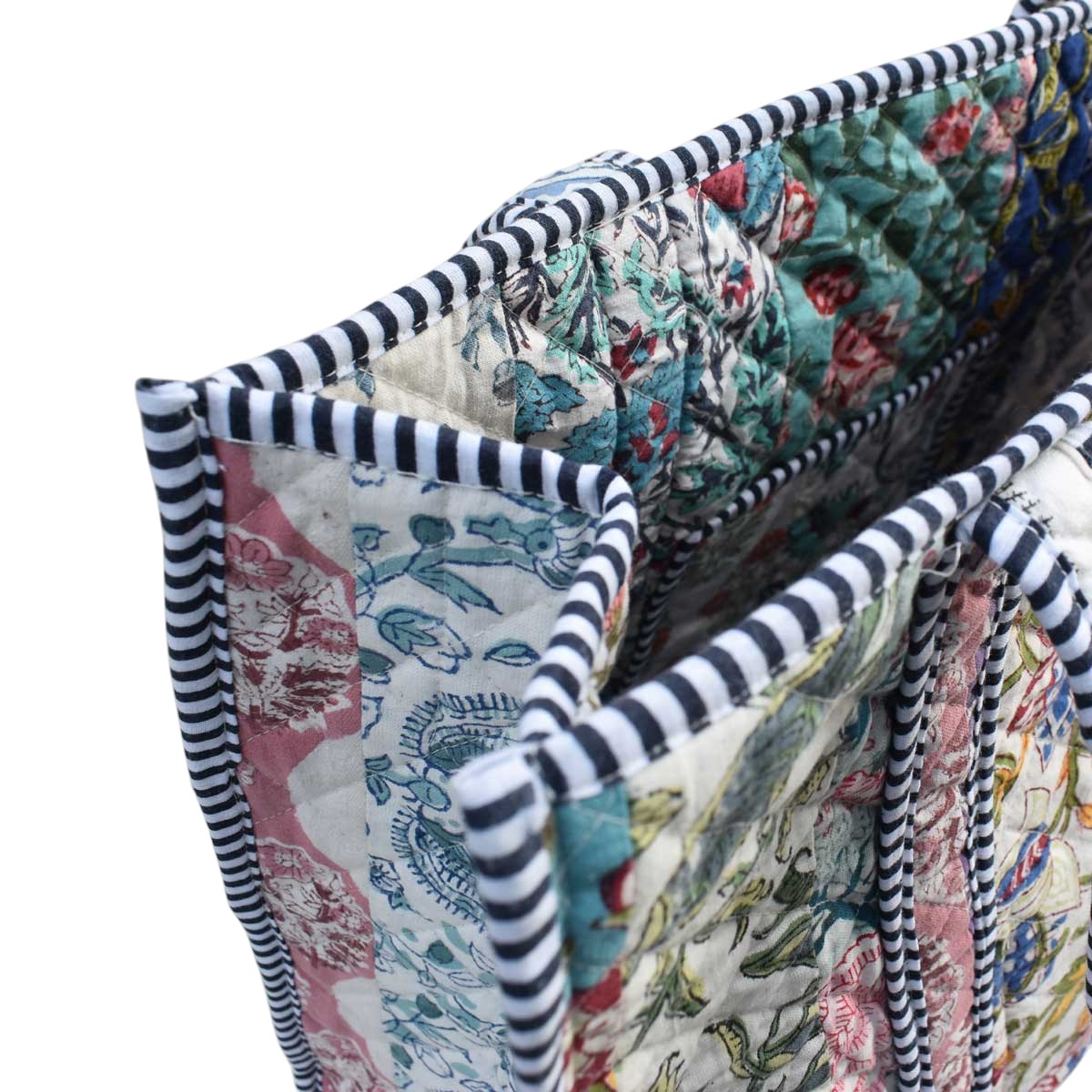 Hand Block Printed Cotton Quilted Tote Bag 260133
