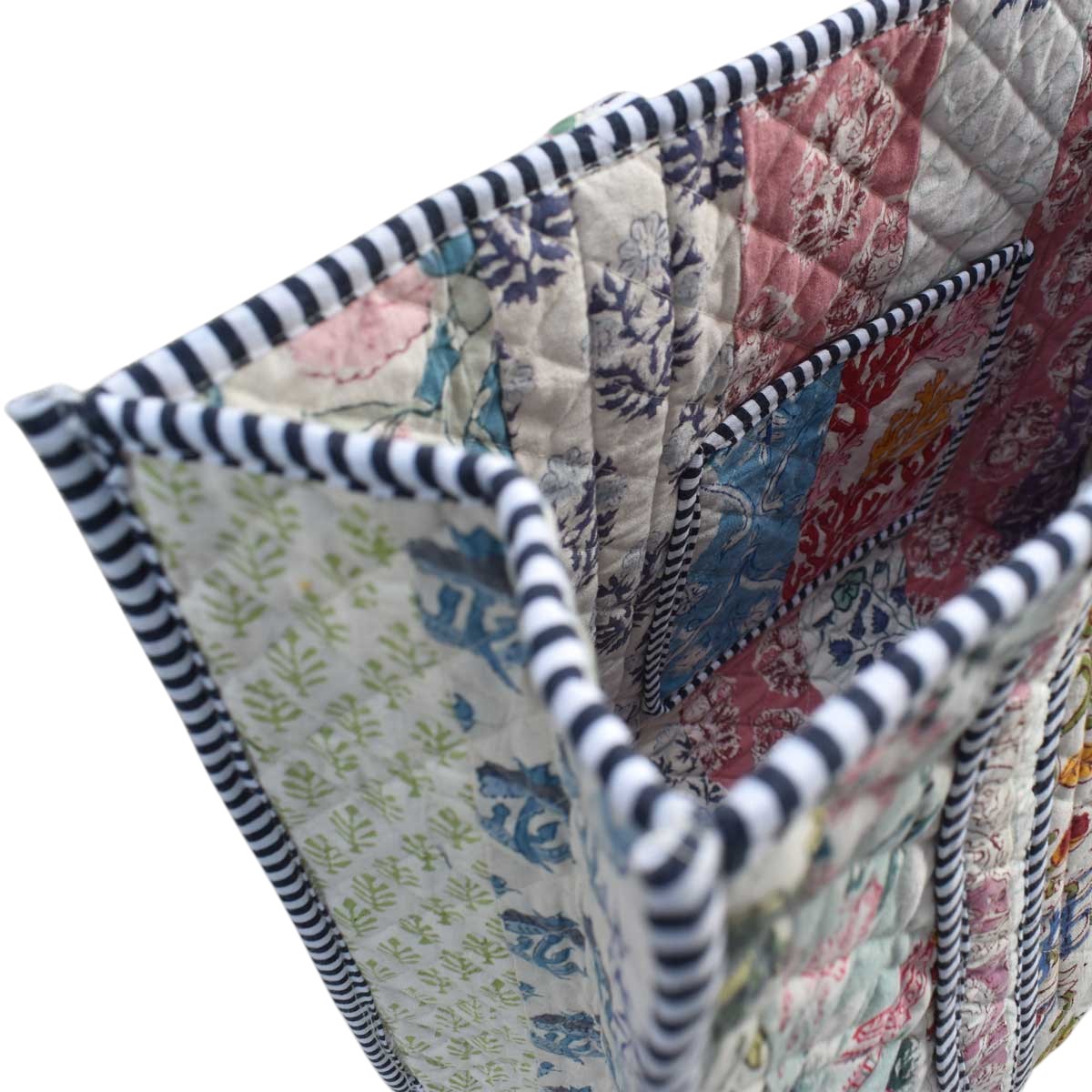 Hand Block Printed Cotton Quilted Tote Bag  260134