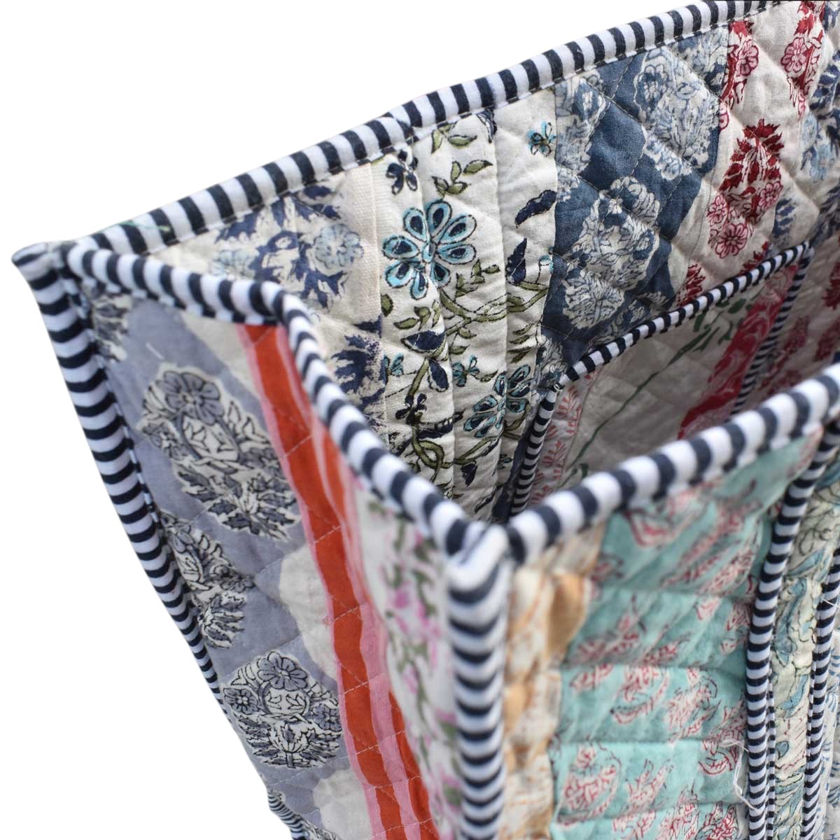 Hand Block Printed Cotton Quilted Tote Bag  260135