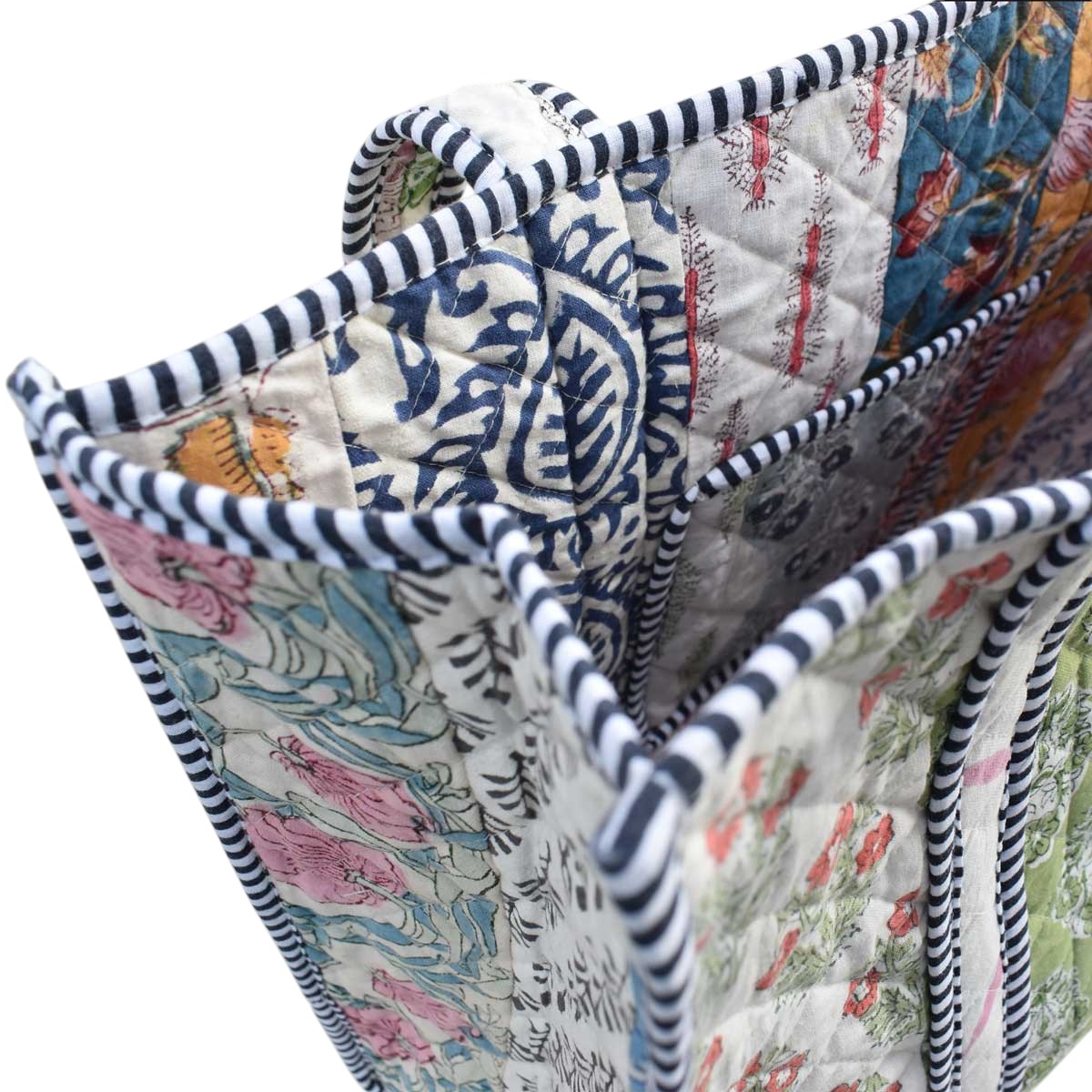 Hand Block Printed Cotton Quilted Tote Bag  260136