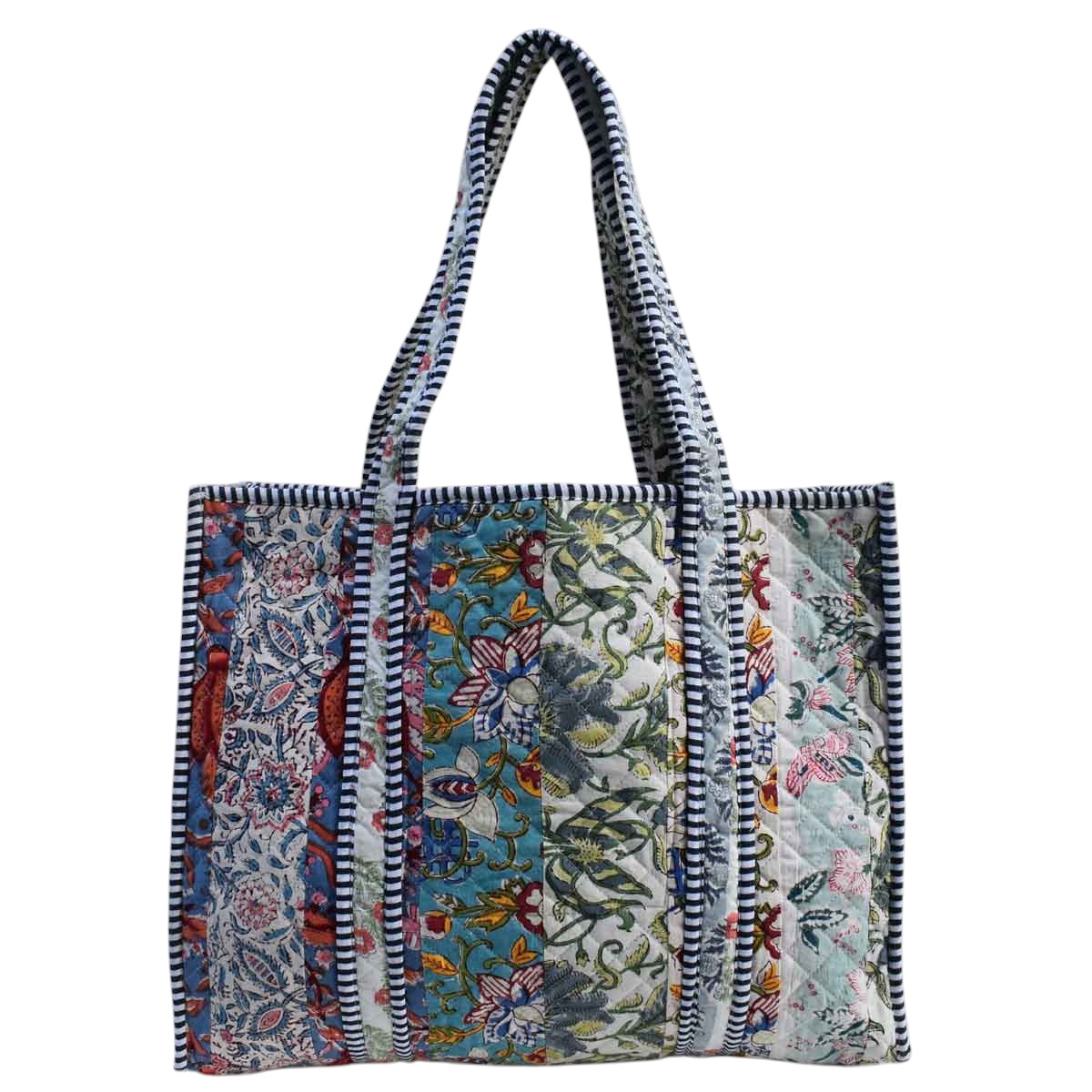 Hand Block Printed Cotton Quilted Tote Bag  260137