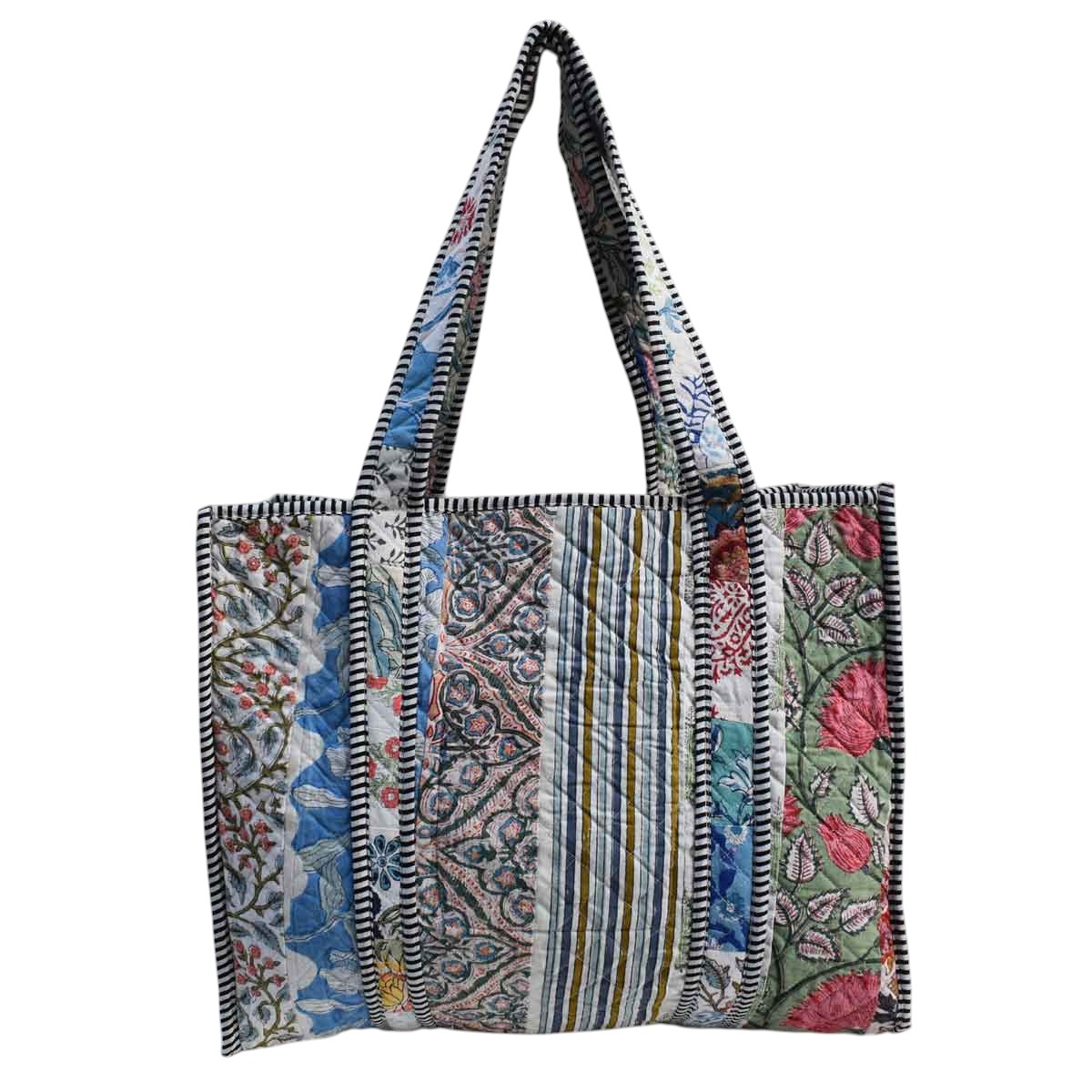 Hand Block Printed Cotton Quilted Tote Bag  260138