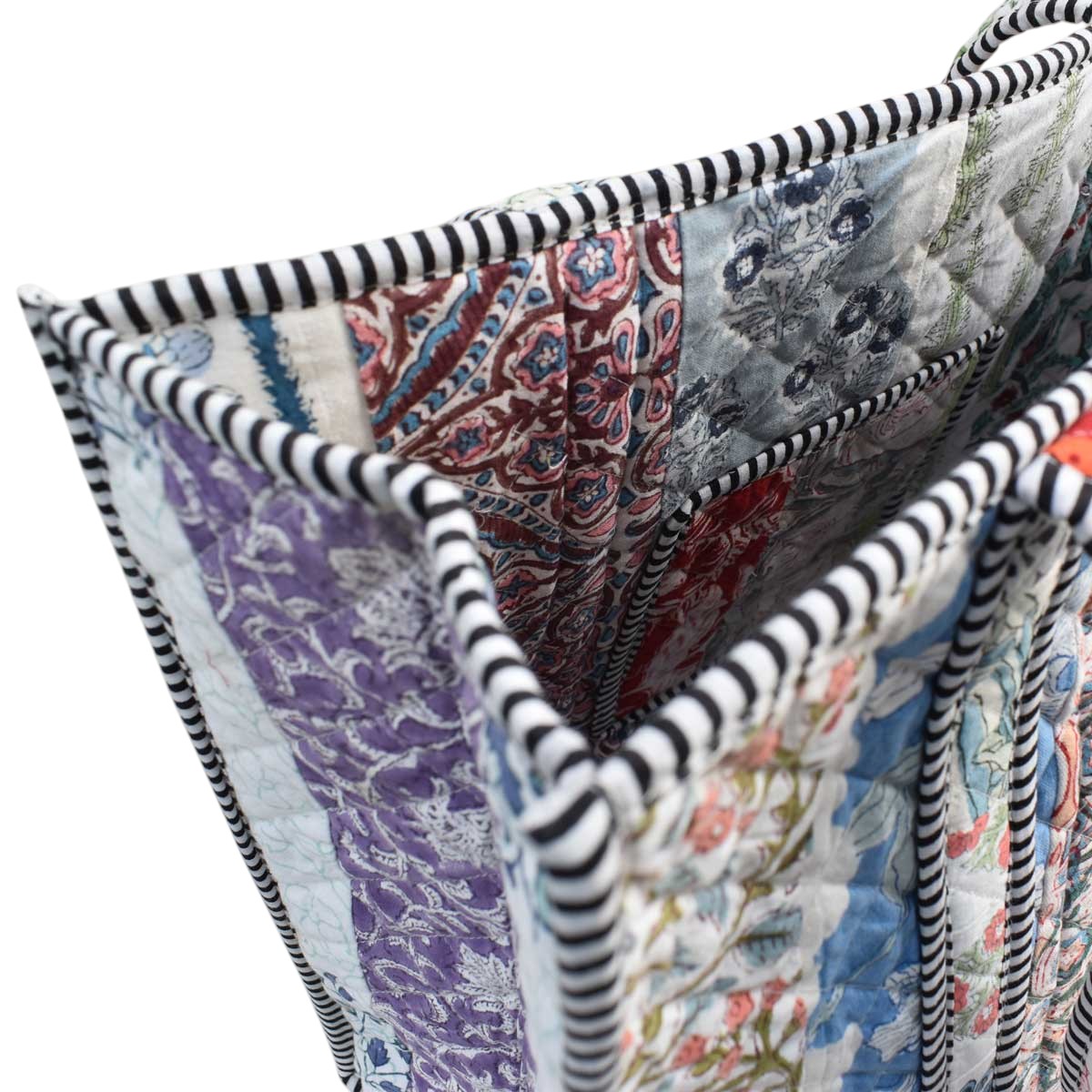 Hand Block Printed Cotton Quilted Tote Bag  260138
