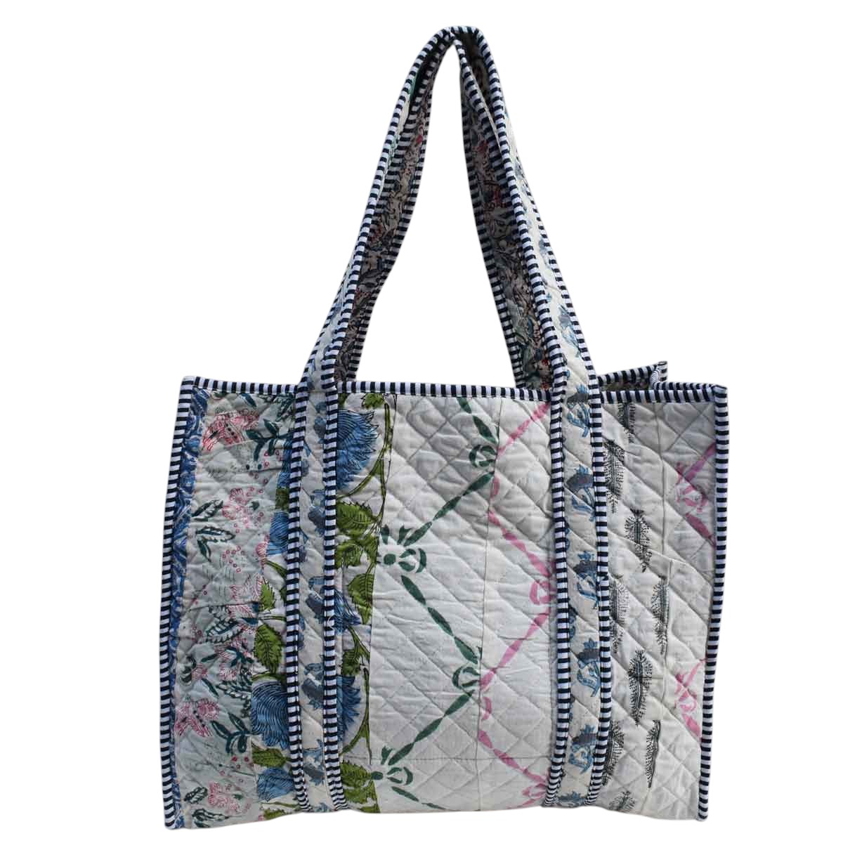 Hand Block Printed Cotton Quilted Tote Bag  260140