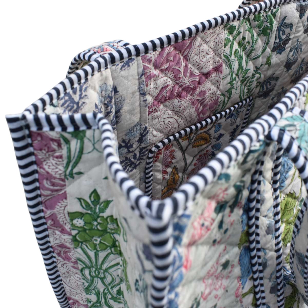 Hand Block Printed Cotton Quilted Tote Bag 260140