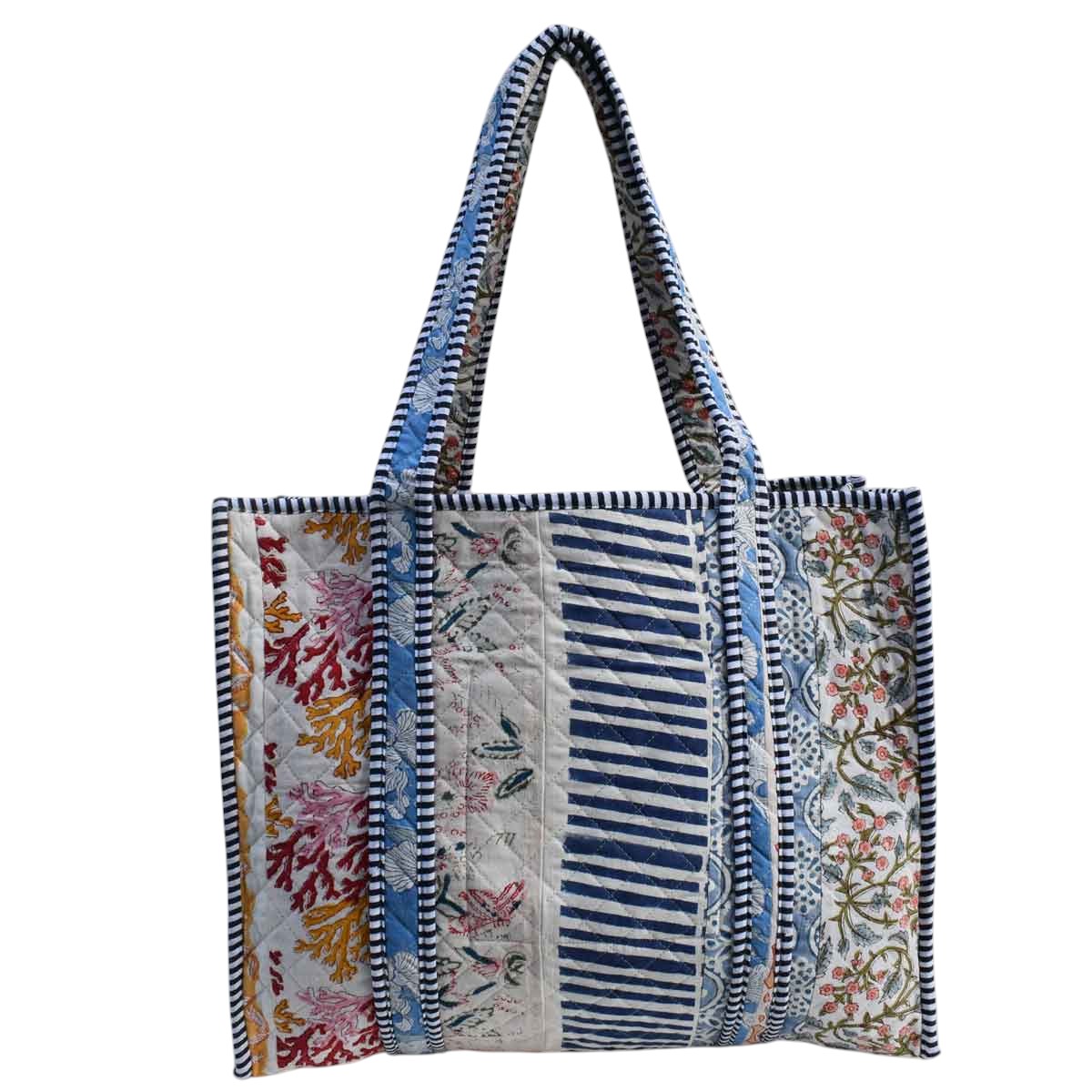 Hand Block Printed Cotton Quilted Tote Bag  260142
