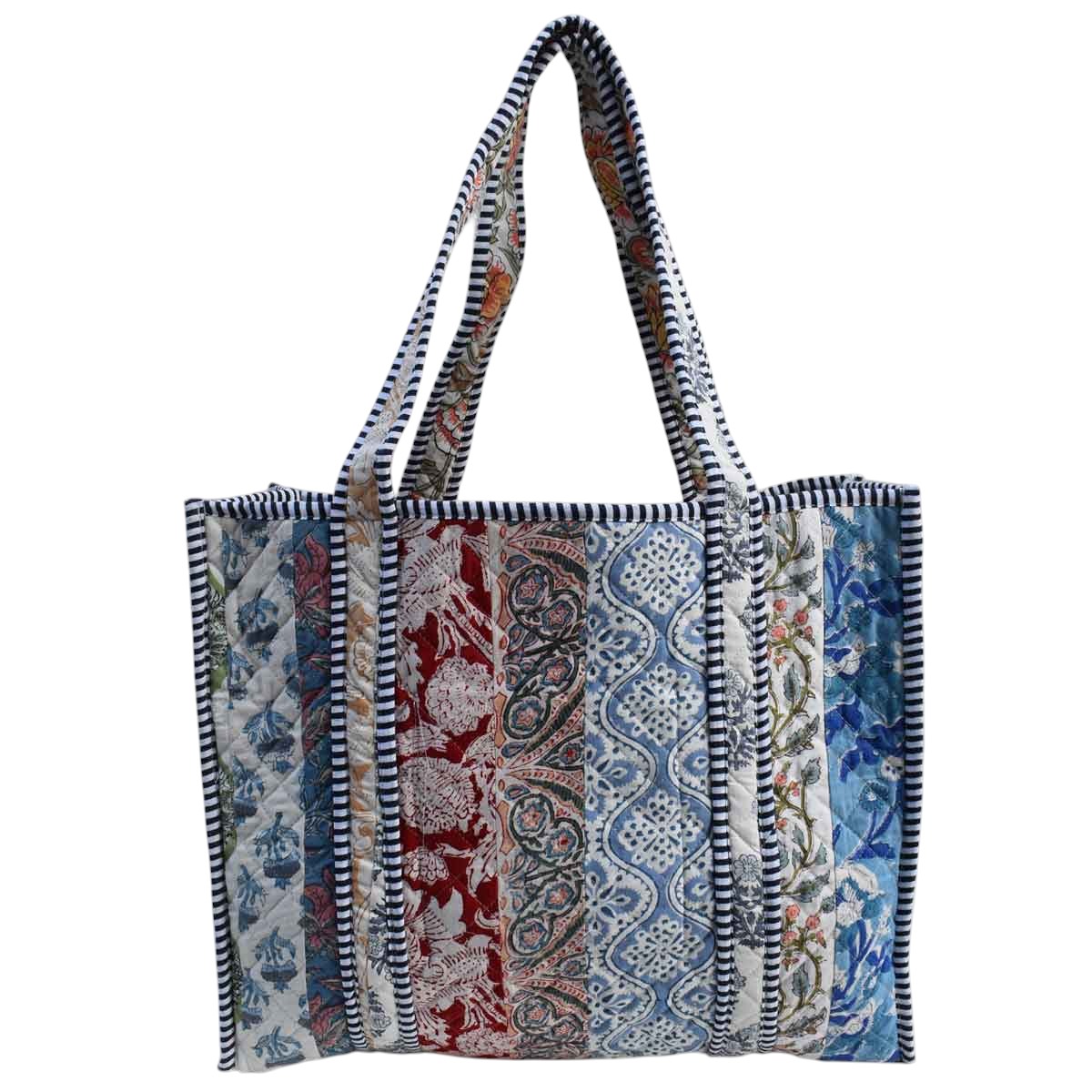 Hand Block Printed Cotton Quilted Tote Bag  260144
