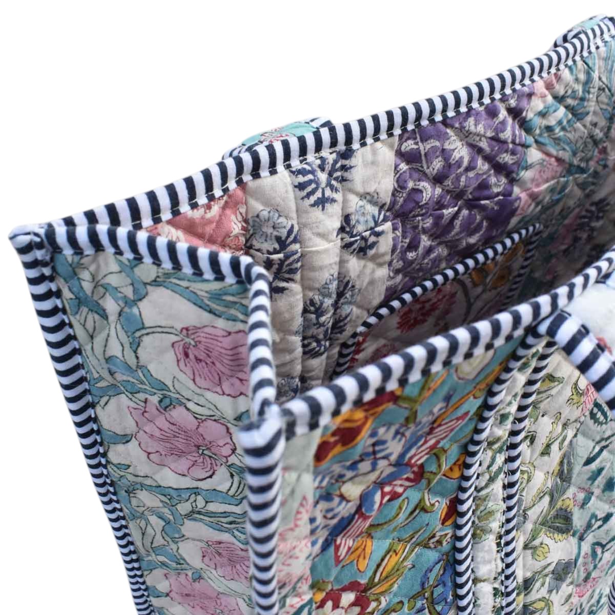 Hand Block Printed Cotton Quilted Tote Bag  260146