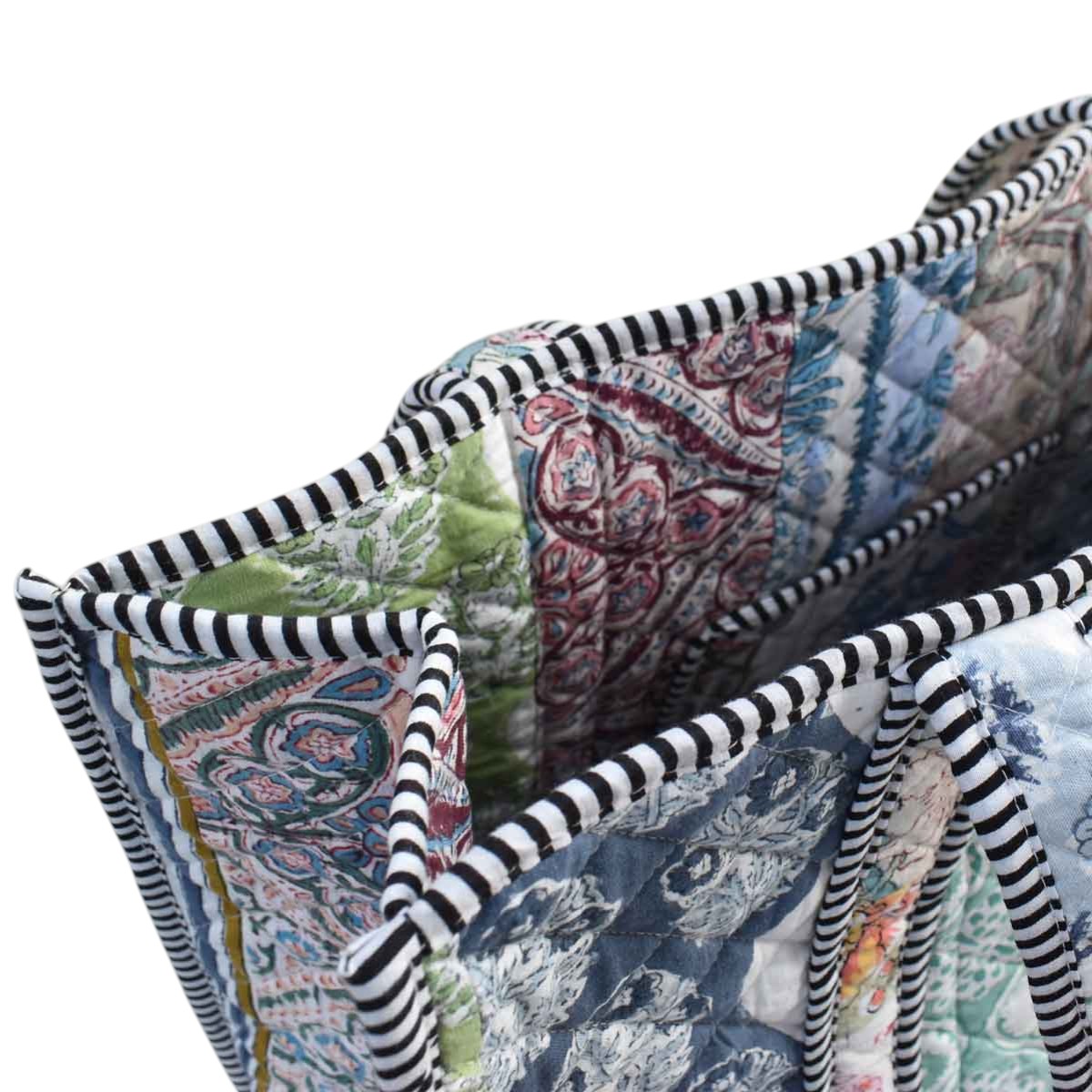 Hand Block Printed Cotton Quilted Tote Bag 260148