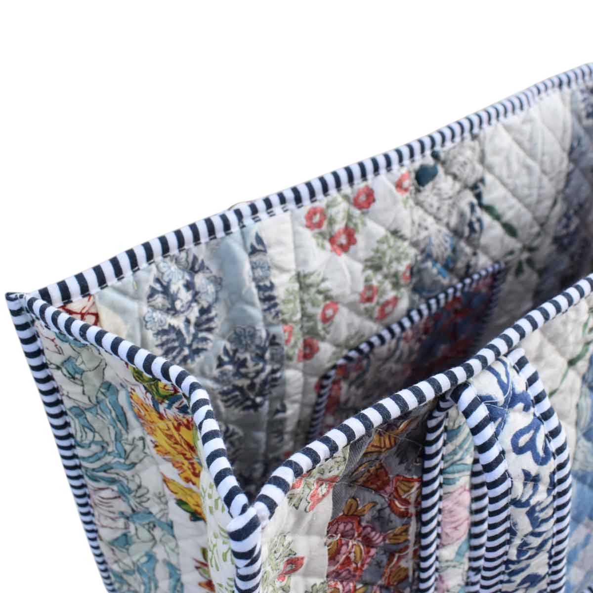 Hand Block Printed Cotton Quilted Tote Bag  260149
