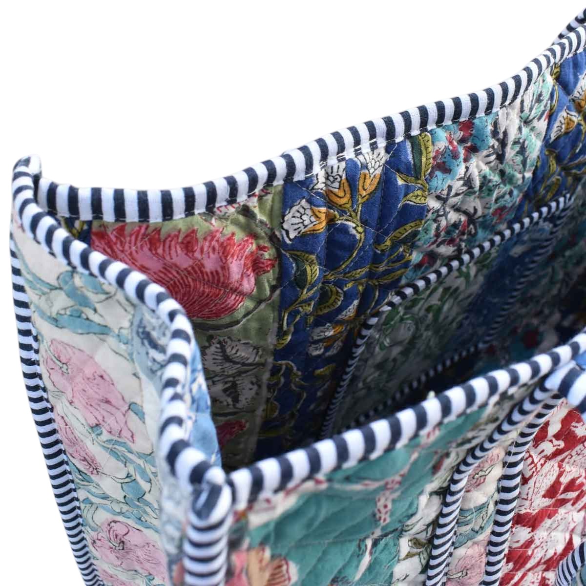 Hand Block Printed Cotton Quilted Tote Bag 260150