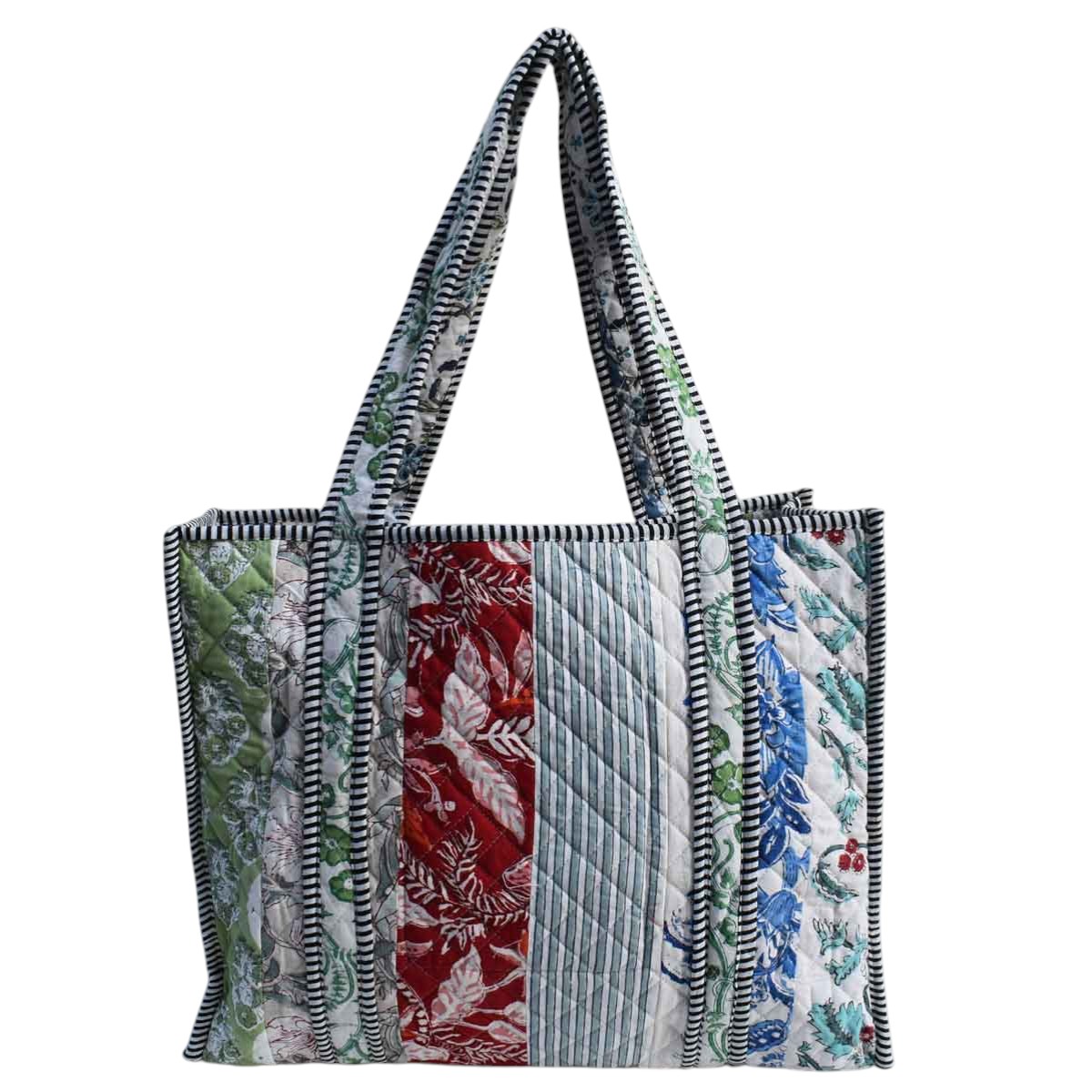 Hand Block Printed Cotton Quilted Tote Bag 260152