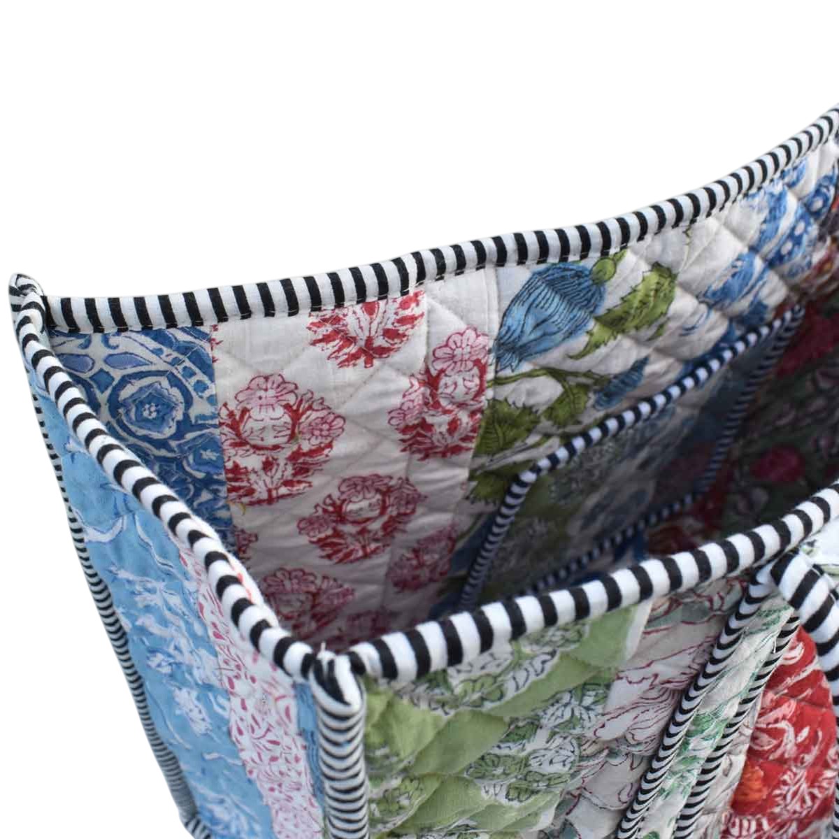 Hand Block Printed Cotton Quilted Tote Bag  260152