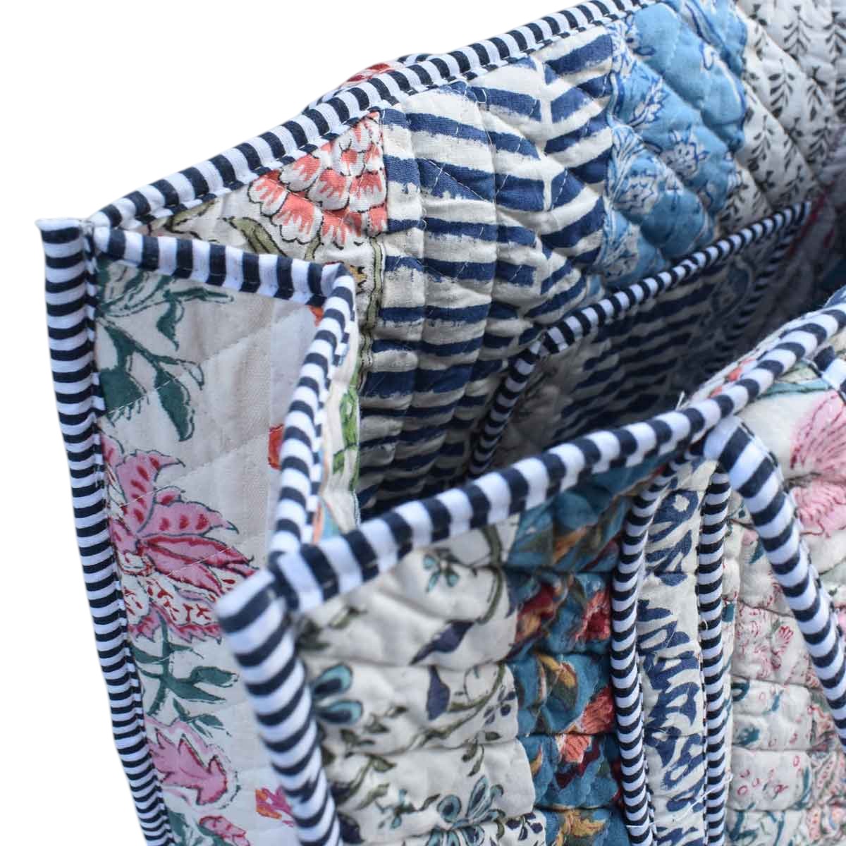 Hand Block Printed Cotton Quilted Tote Bag  260154