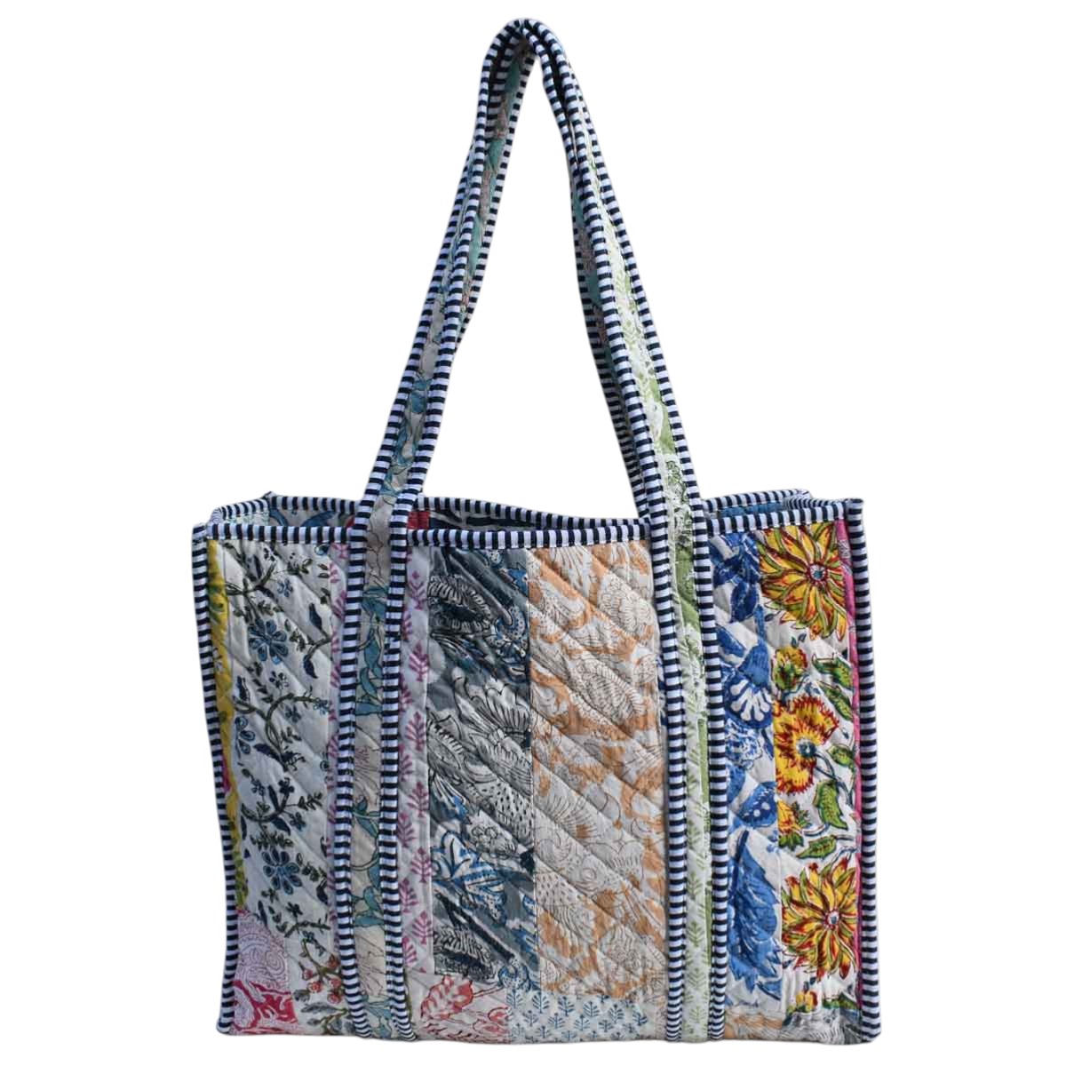 Hand Block Printed Cotton Quilted Tote Bag 260155