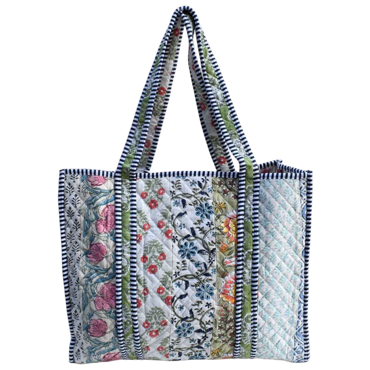 Hand Block Printed Cotton Quilted Tote Bag  260156
