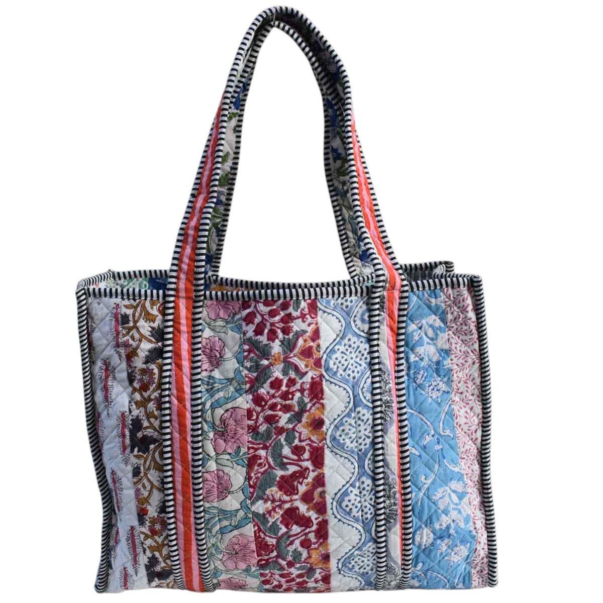Hand Block Printed Cotton Quilted Tote Bag 260157