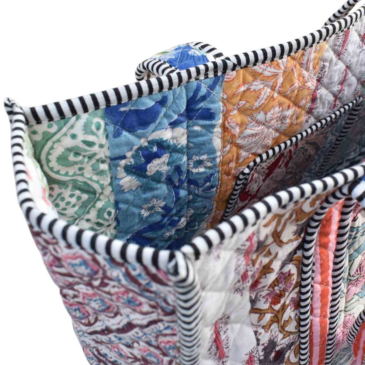 Hand Block Printed Cotton Quilted Tote Bag  260157