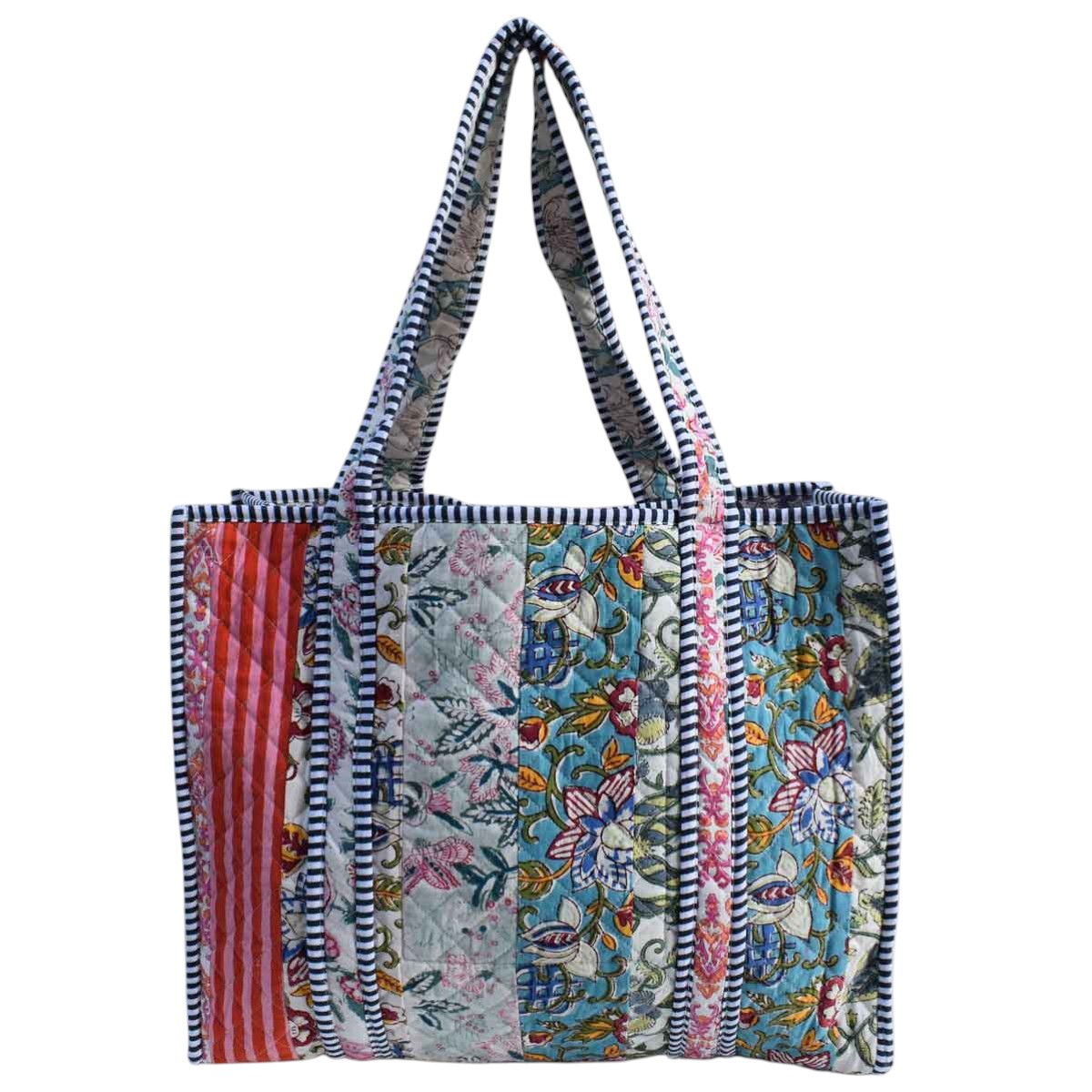 Hand Block Printed Cotton Quilted Tote Bag 260158