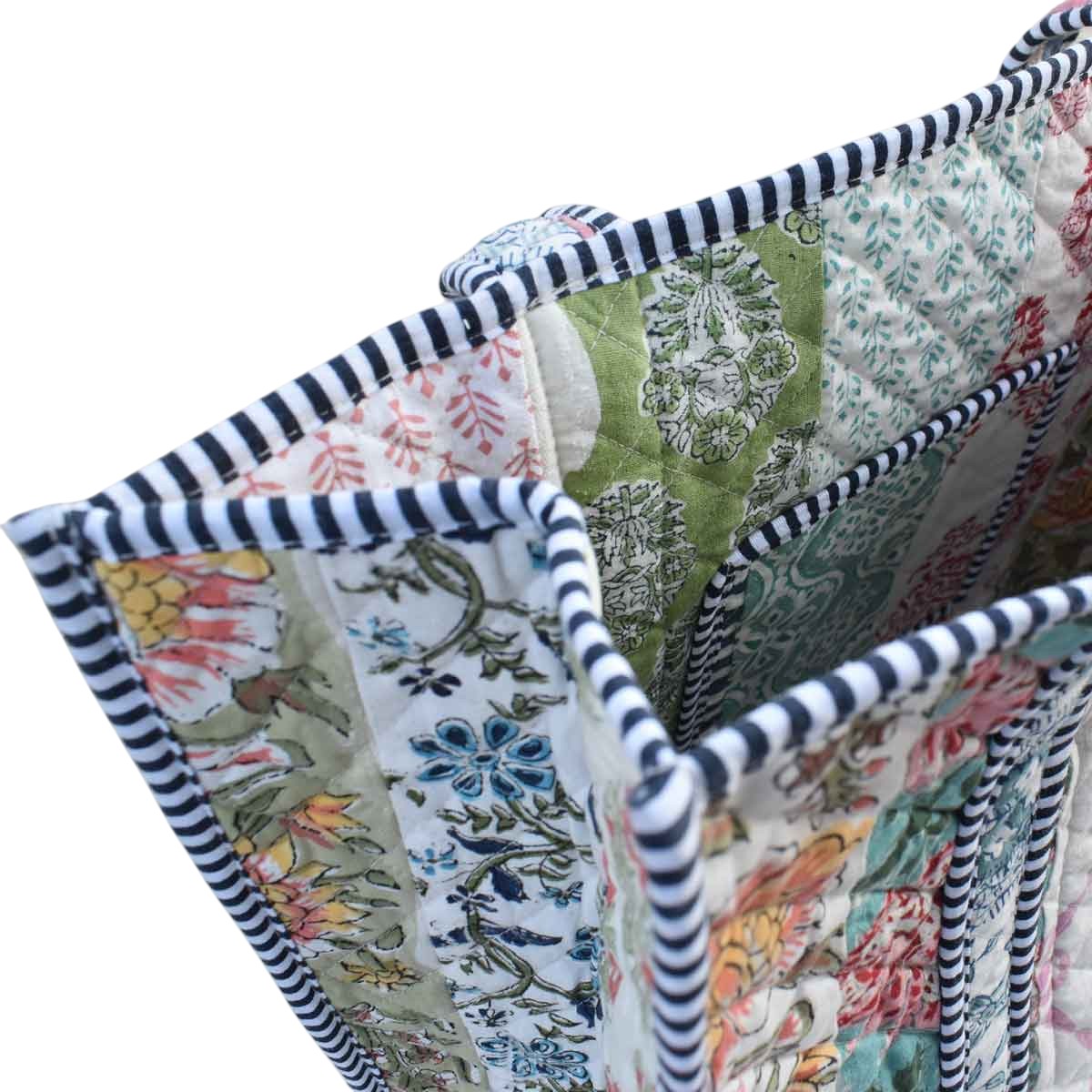 Hand Block Printed Cotton Quilted Tote Bag  260159