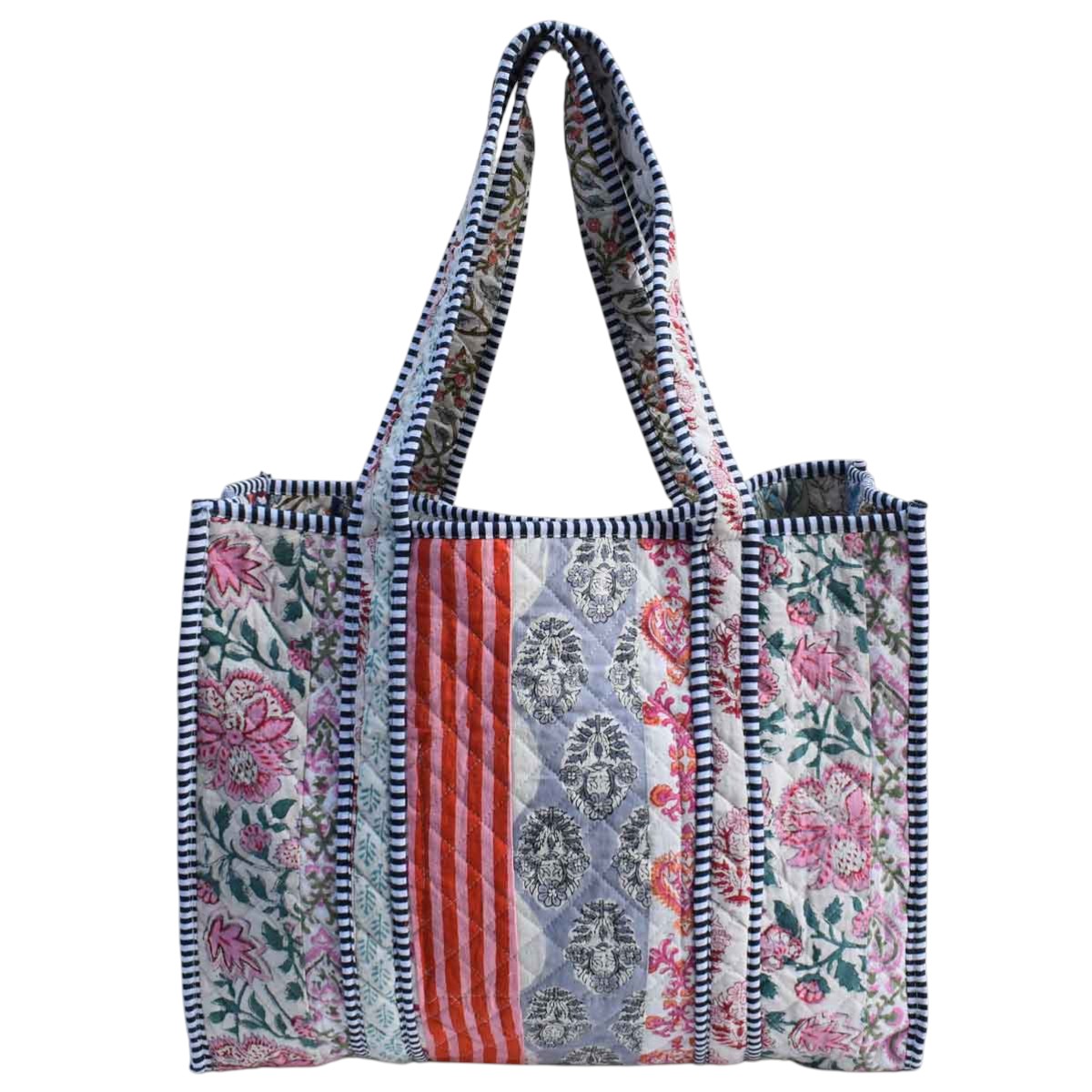 Hand Block Printed Cotton Quilted Tote Bag 260160