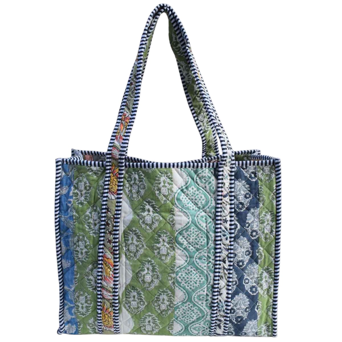 Hand Block Printed Cotton Quilted Tote Bag 260162