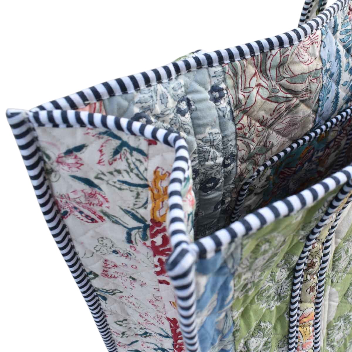 Hand Block Printed Cotton Quilted Tote Bag 260162