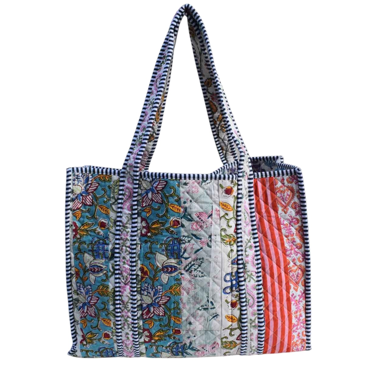Hand Block Printed Cotton Quilted Tote Bag 260163