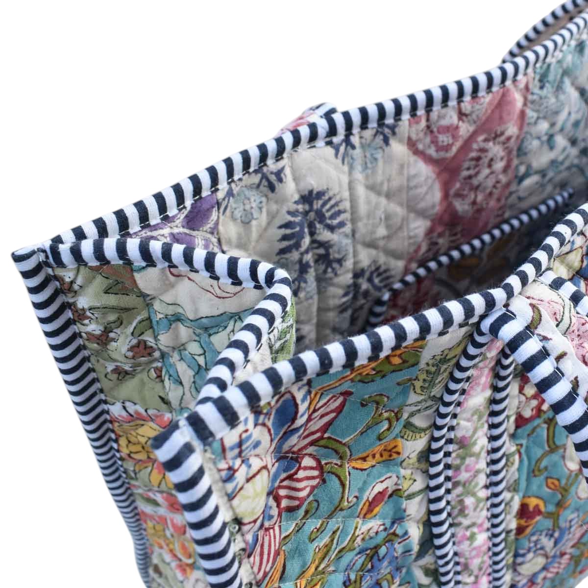 Hand Block Printed Cotton Quilted Tote Bag 260163