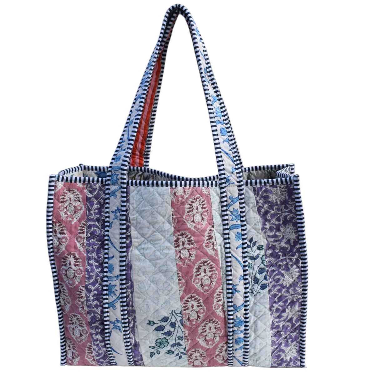 Hand Block Printed Cotton Quilted Tote Bag 260164