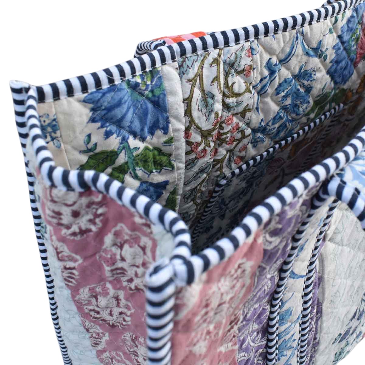 Hand Block Printed Cotton Quilted Tote Bag 260164