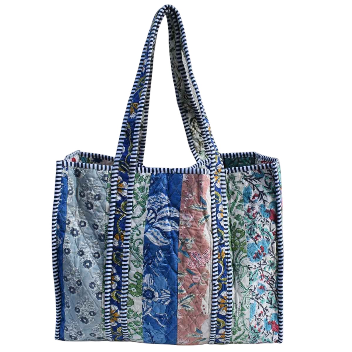 Hand Block Printed Cotton Quilted Tote Bag 260165