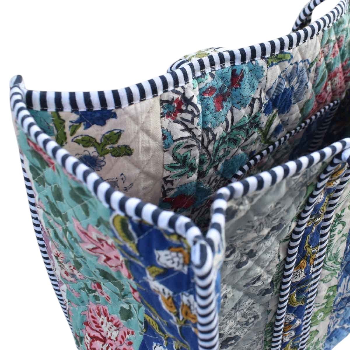 Hand Block Printed Cotton Quilted Tote Bag 260165