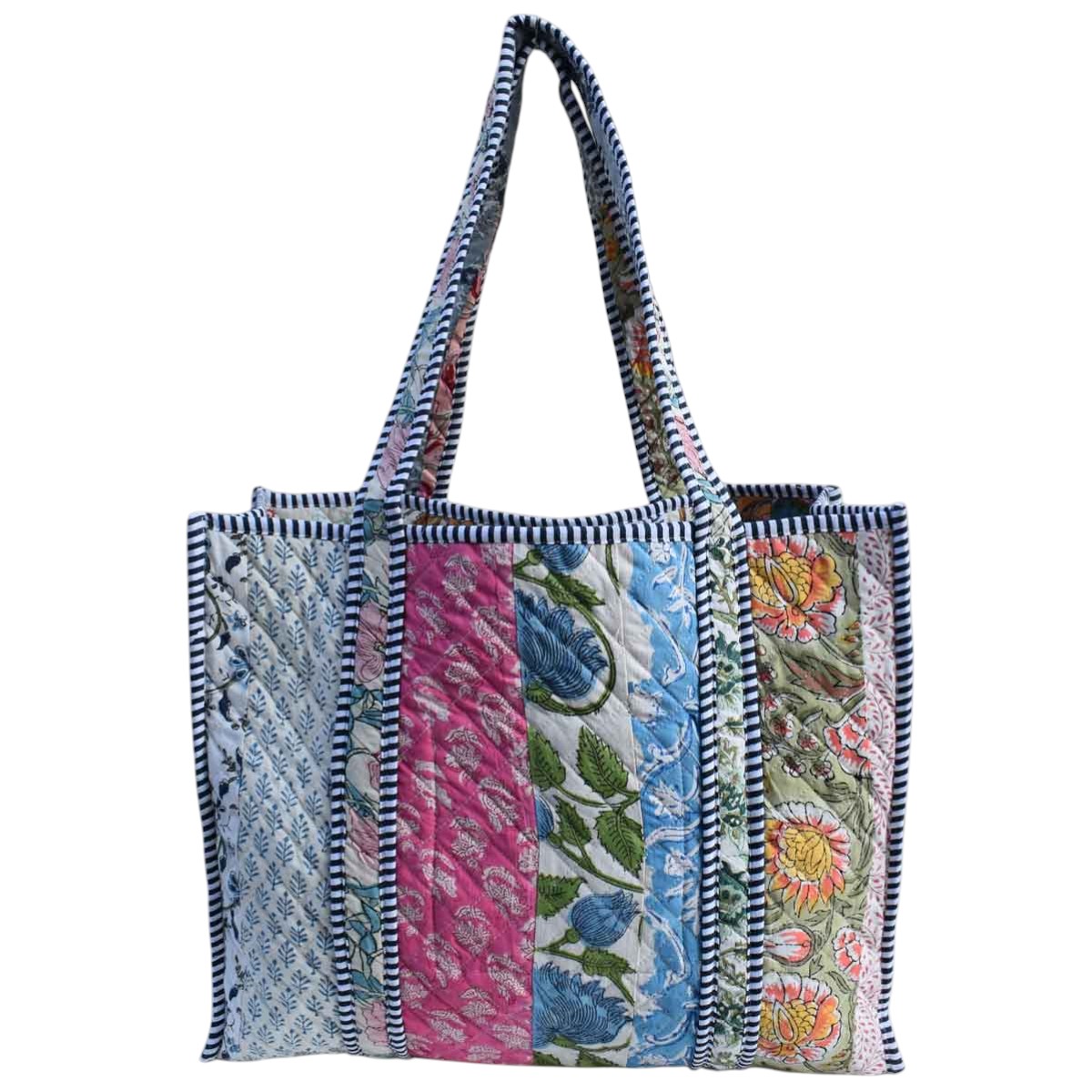 Hand Block Printed Cotton Quilted Tote Bag 260166
