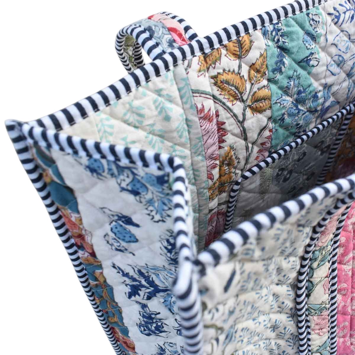 Hand Block Printed Cotton Quilted Tote Bag  260166